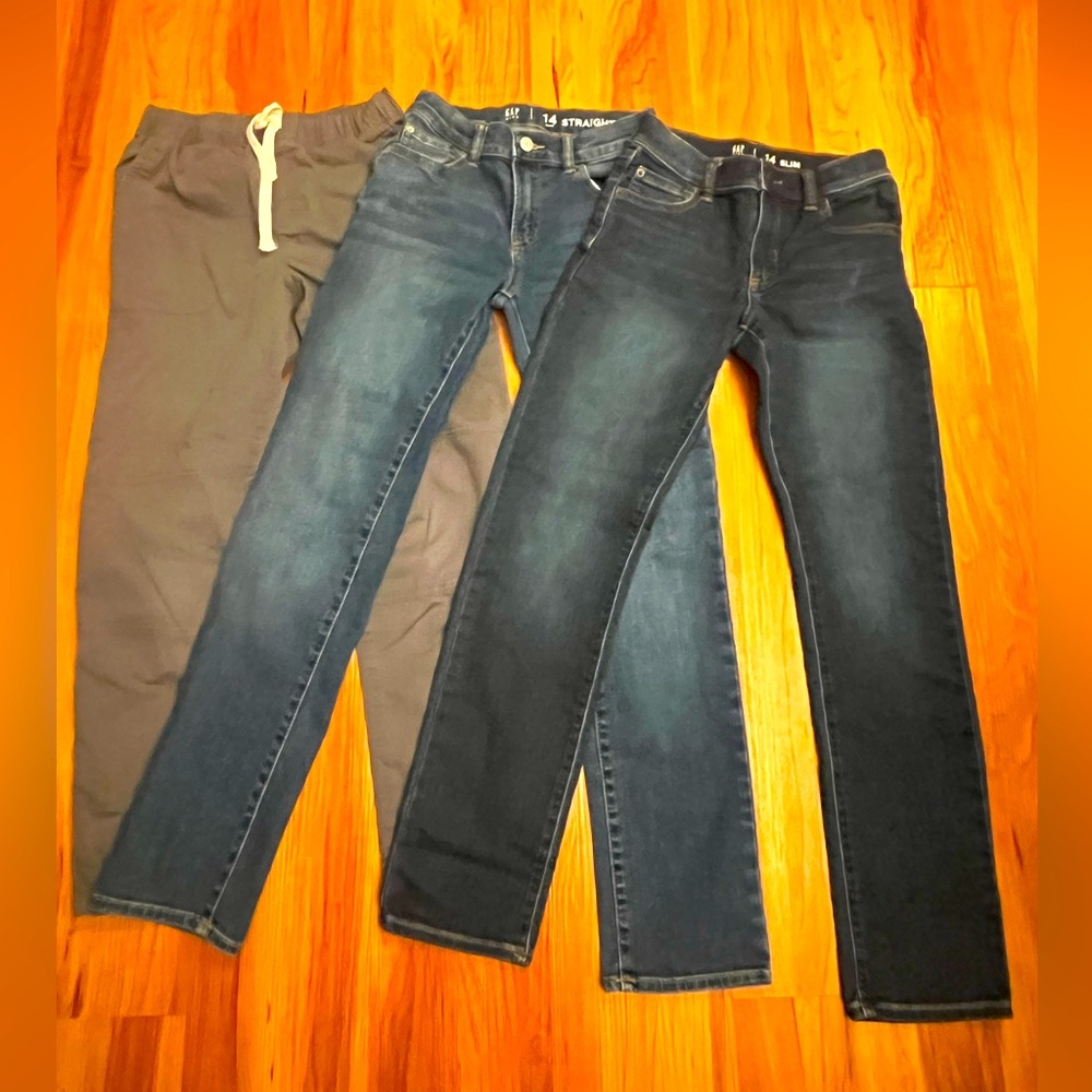 Three Pair Kids Pants - Size 14 SLIM- GAP and Cat & Jack